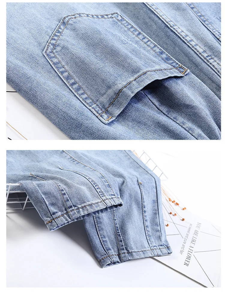 

Elastic High Waist Jeans women Ankle Length pencil retro Pants casual Harem Jeans fashion korean Blue Loose Harlan trousers