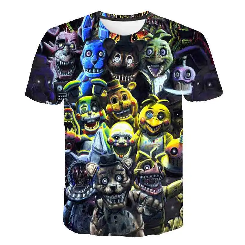 Детская футболка от 3 до 14 лет с 3D принтом Five Nights at Freddys модные футболки короткими