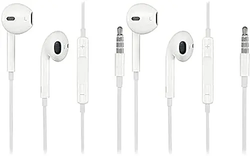 

Наушники Apple Earbuds [сертифицированы Apple MFi], 2 упаковки, наушники с проводным разъемом 3,5 мм для наушников (встроенный микрофон и