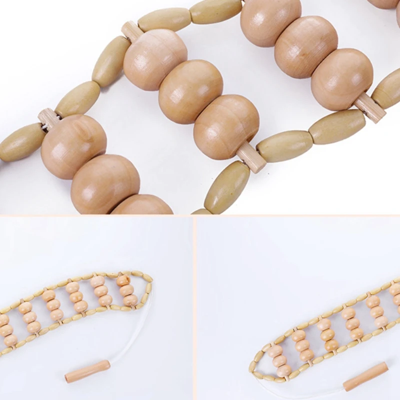 

Quality Hand Hold Back Massager New Beige Wooden Bead Body Neck Back Waist Care Roller Self Massager 1PC
