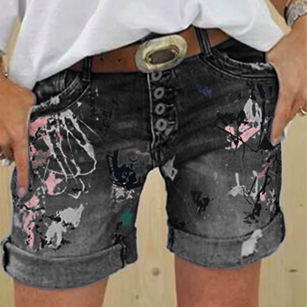 

2021 Fashion Shorts Ladies Street Hip-hop Style Straight Leg Jeans Casual Women Denim Shorts Super Stretchy Jeans