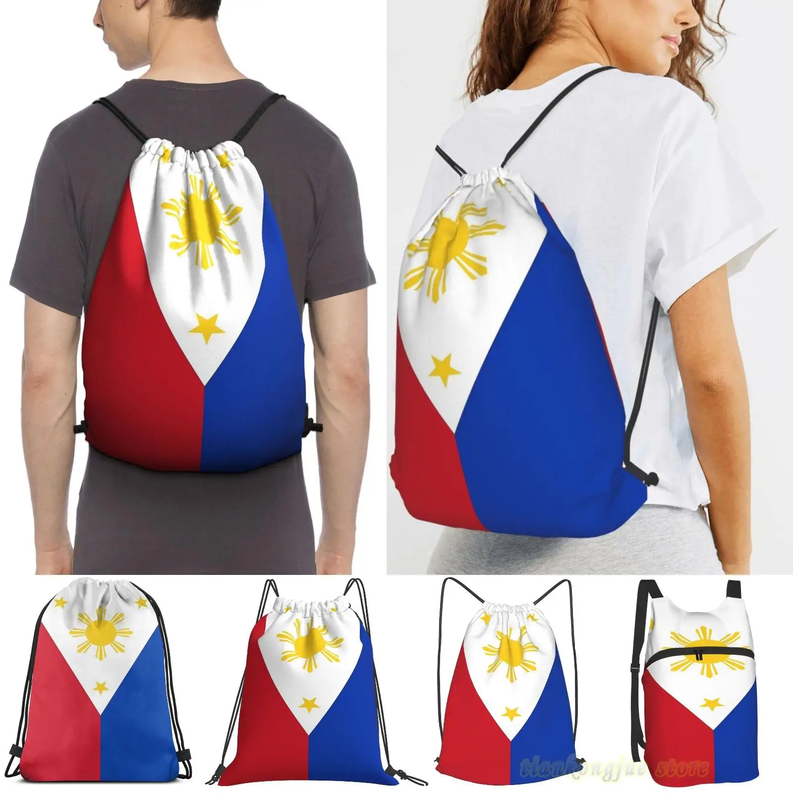 Унисекс сумки на шнурке с флагом Филиппин женские рюкзаки мужские уличные