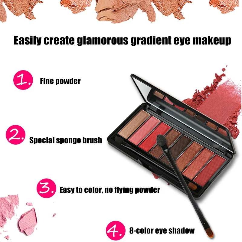 8 цветов Тени для век грейпфрут земля персик цветение Начинающий рекомендуемый