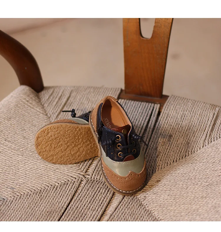 

British Style Children's Casual Shoes Kids Boys Girls Single Shoes Hot Blue Pink Color PU Leather