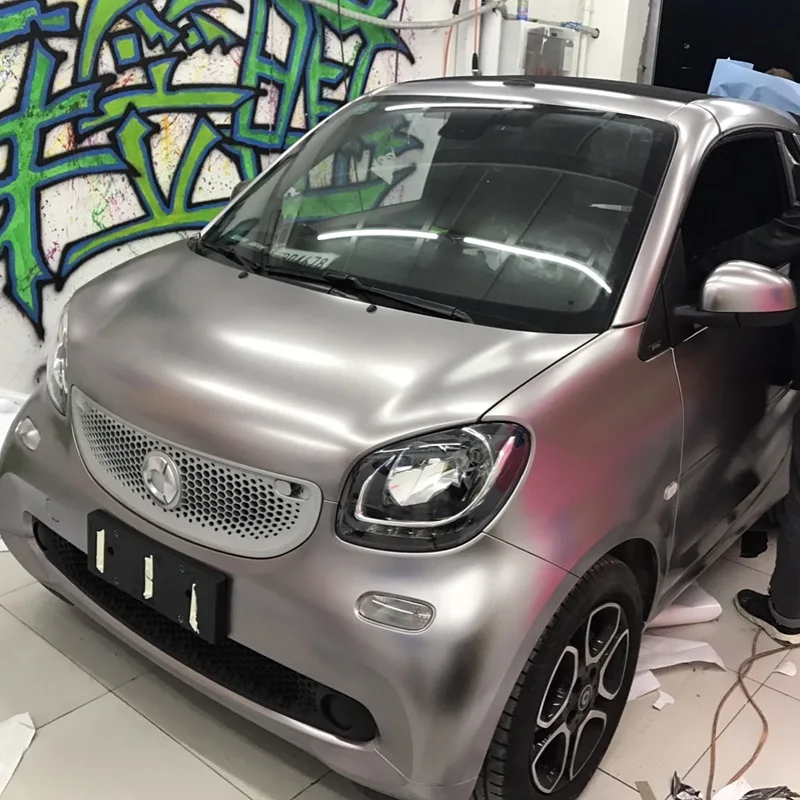 Металлическая матовая серая пленка для кузова автомобиля 2 шт. 50*150 см виниловая с