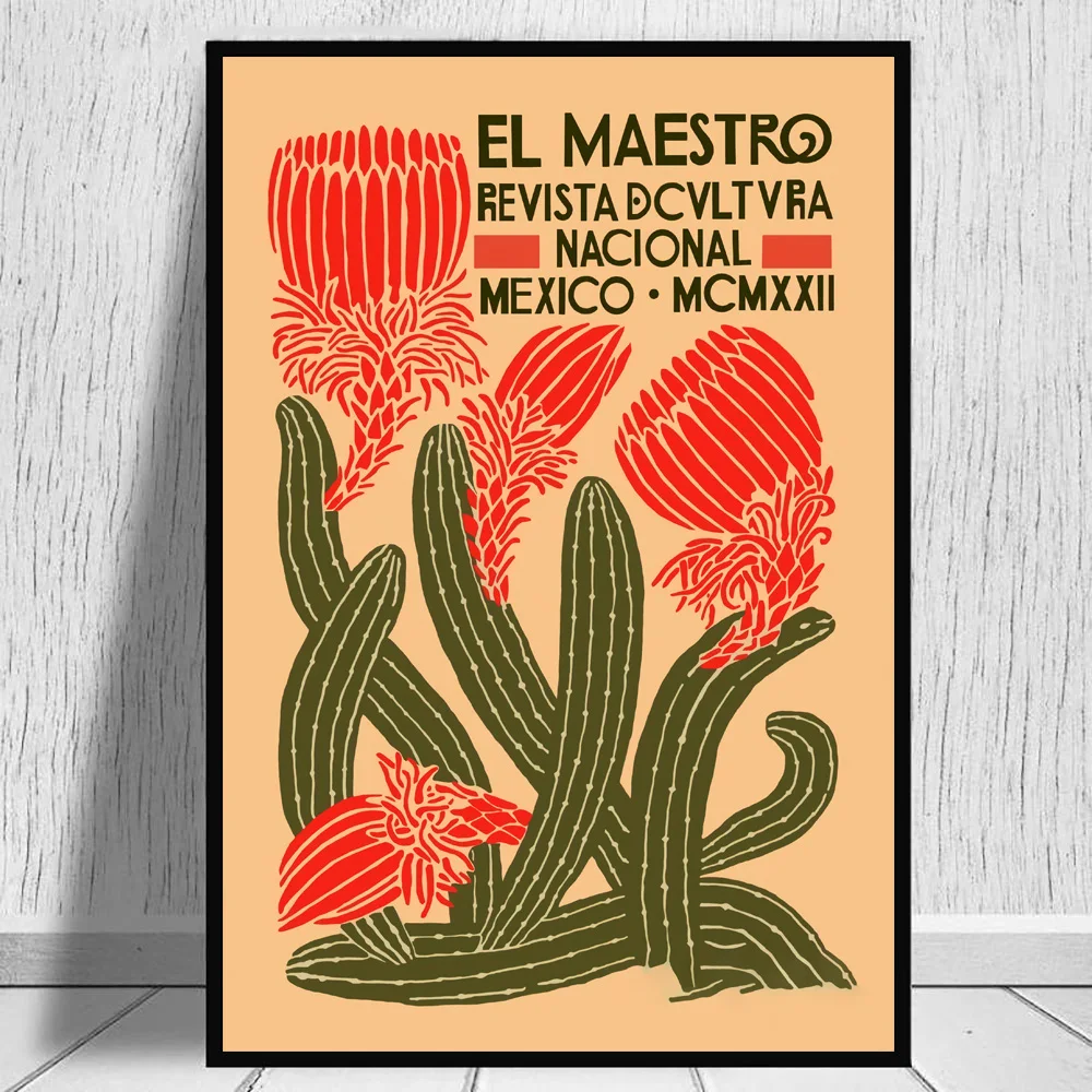 

Mexico Cactus Flower Vintage Poster And Prints Canvas Wall Art Painting No Frame Retro Home Decor Picture Cuadro For Living Room
