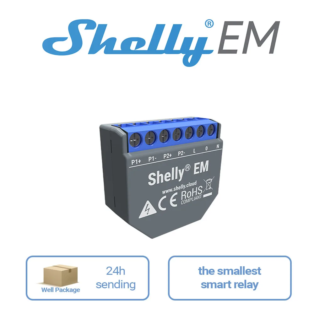 Умный выключатель Shelly EM + 50A беспроводной Реле с Wi Fi совместим Alexa Google Home защита для