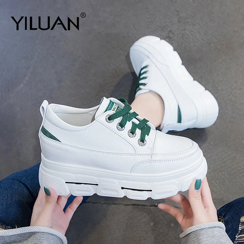 Кроссовки Yiluan женские на платформе натуральная кожа повседневная обувь