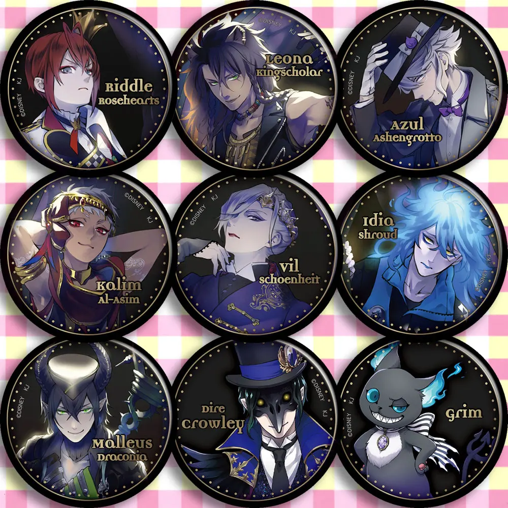 

Twisted-Wonderland Action Figure Riddle Rosehearts Grim Dire Crowley Azul Ashengrotto 9 Type Anime Tinplate Badge Toys