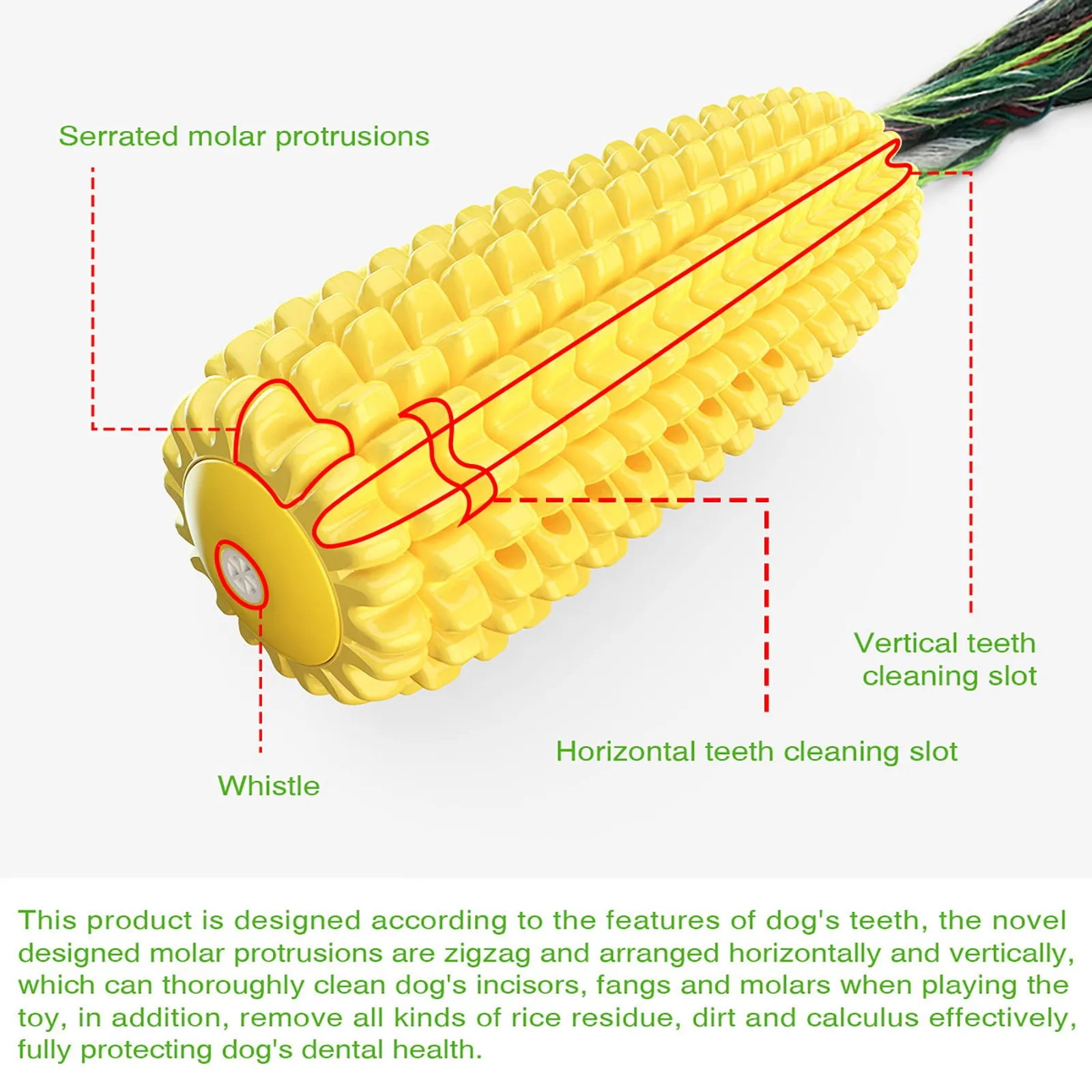 

Squeaky Rubber Corn Cob Puppy Teething Stick Chew Toy Pet Dog Molar Toothbrush Corn Maize Chewing Corn Cob With Rope