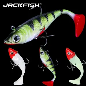 JACKFISH, 10 г20 г, трехмерные свинцовые рыболовные приманки с Т-образным хвостом, мягкая рыболовная приманка с одним крючком, наживки, искусственная наживка джиг-воблер, резина