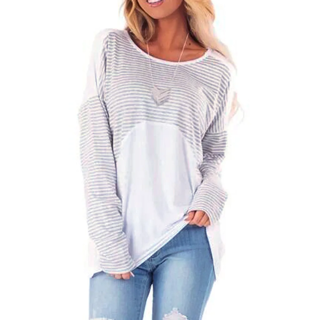 Весенне-осенние женские футболки SAGACE в полоску с круглым вырезом открытой спиной