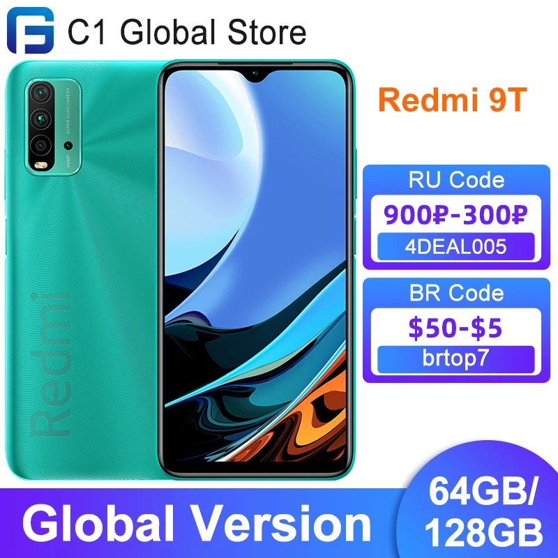 Глобальная версия Xiaomi Redmi 9T мобильный телефон 4 Гб RAM 64 ГБ/4 ГБ 128 ROM львиный зев 662