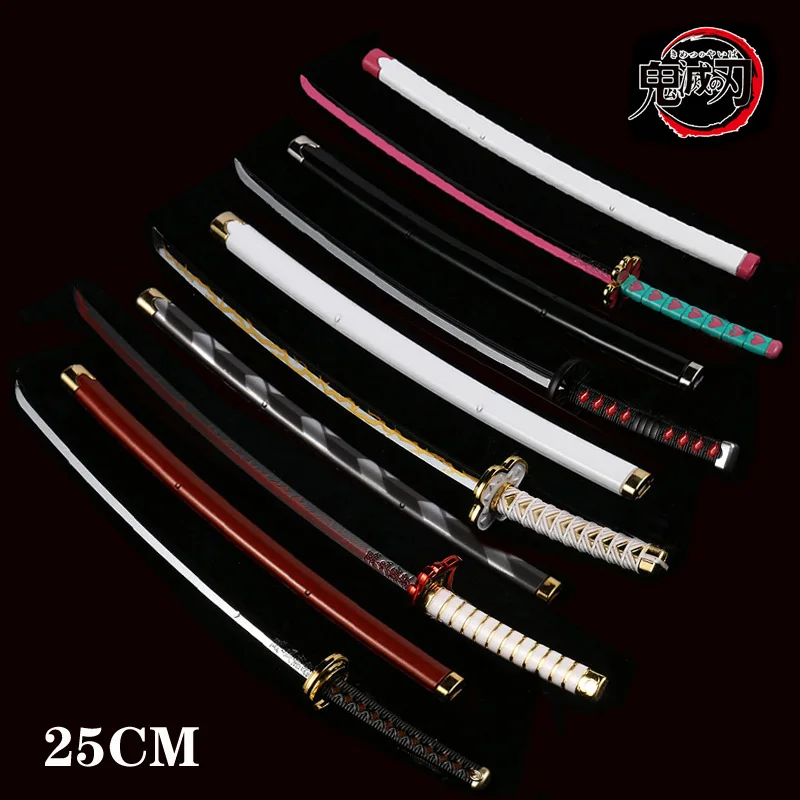 25CMReal Katana Demon Slayer Sword Cosplay Metal Props Weapon Anime Battle Ready No Cutting-Edge Bedroom Decoration - купить по