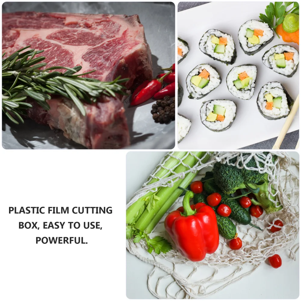 

Kitchen Cling Film Wrap Wrap Dispenser Cutter Cutting Box Storage Holder (White)