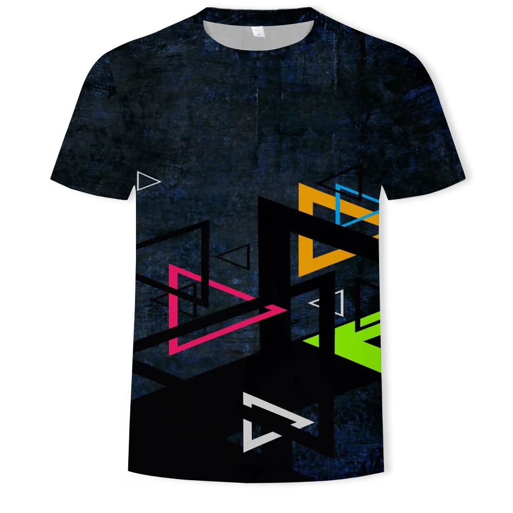 

Summer fashion new men's T-shirt geometric graphics starry 3D printing casual breathable short-sleeved shirt