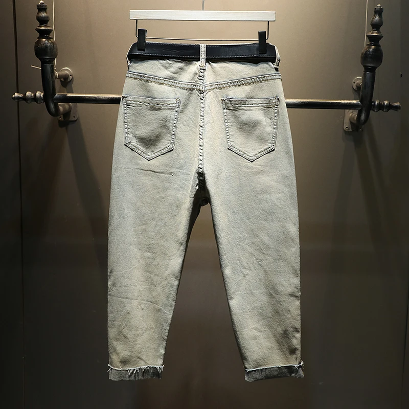 women Harem pants Vintage miss Inkjet print jeans female high waist Cropped denim pants