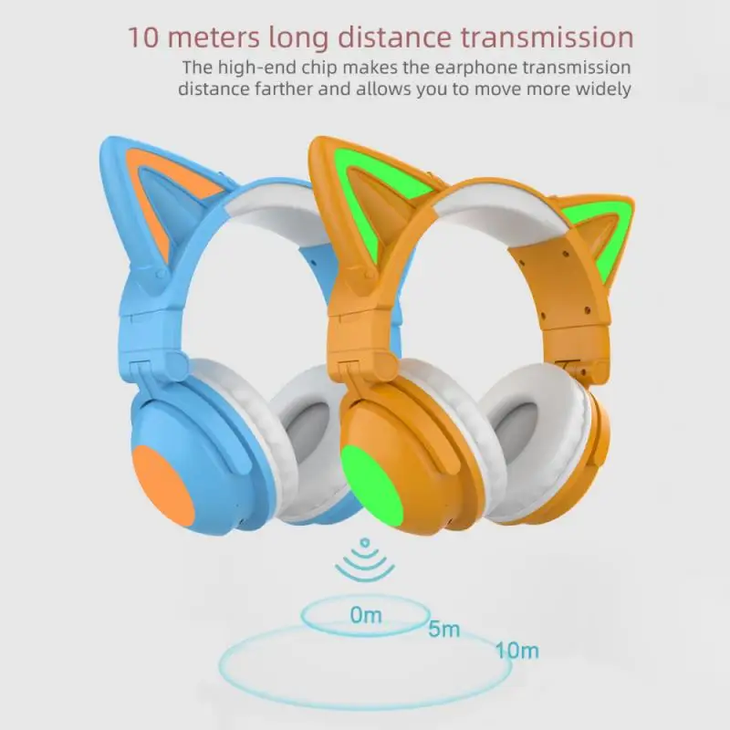 Беспроводные наушники RGB с кошачьими ушками и микрофоном 7 1 стерео музыка Bluetooth