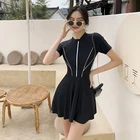 Женский спортивный купальник, сексуальная пляжная одежда с коротким рукавом, Мягкий Спортивный Купальный костюм на молнии, женский купальный костюм, костюм для серфинга, 2021