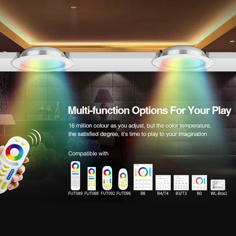 Miboxer 12 Вт RGB + CCT светодиодный потолочный светильник FUT066 AC100 ~ 240 В круглый 24G WiFi