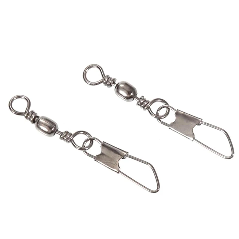 

100pcs Fishing Connector Pin Bearing Rolling Swivel Stainless Steel with Snap Fishhook Lure Tackle Accessories Barrel Swivel Pin