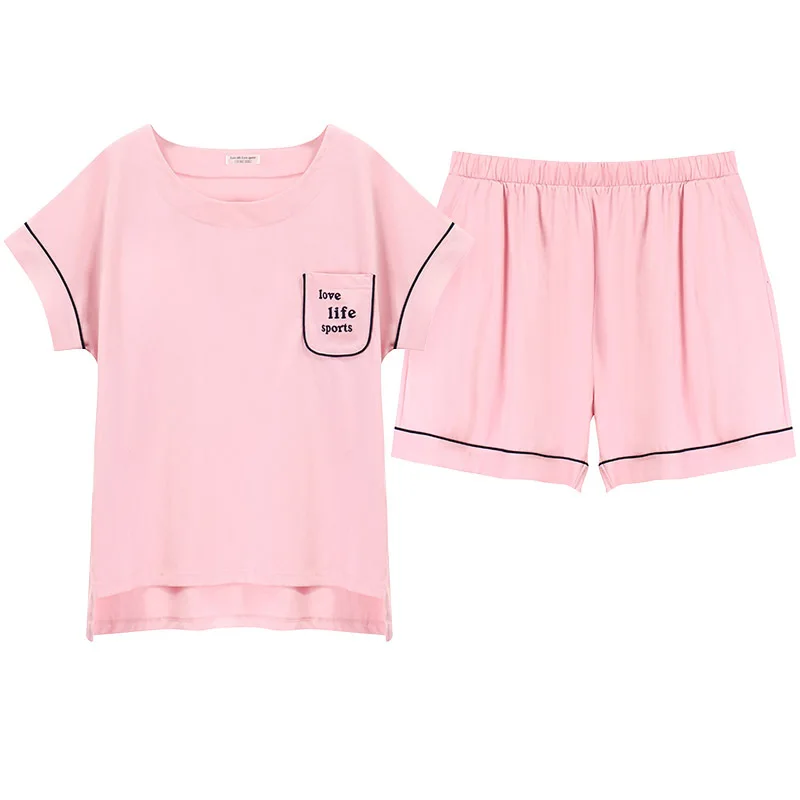 2021 New Pajamas Women's Summer Cotton Nightwear Short Sleeve Shorts Korean Casual Thin Cotton Home Suit Sleepwear