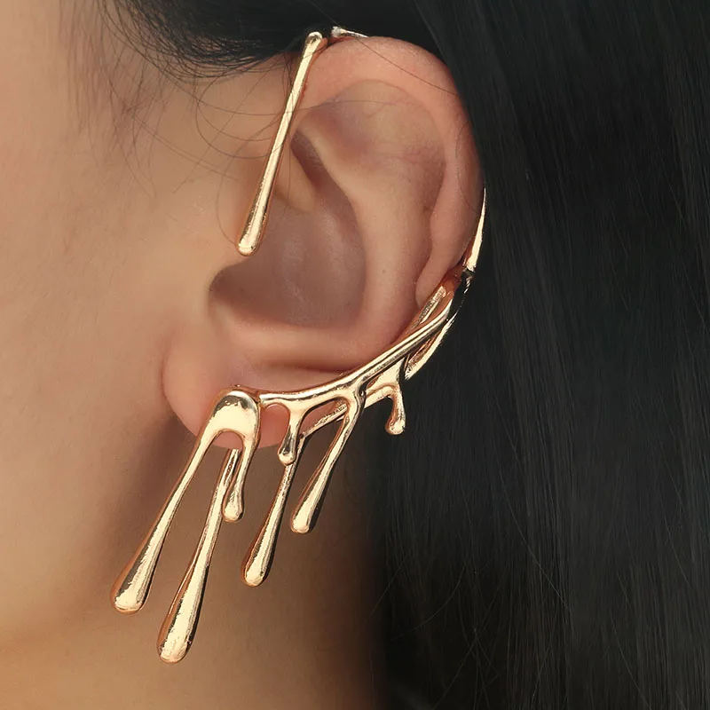 

1PC Drop Wax Irregular Clip Earring Lava Metal Ear Cuff Earring Without Piercing Punk Earrings for Women Jewelry Gifts Trend New