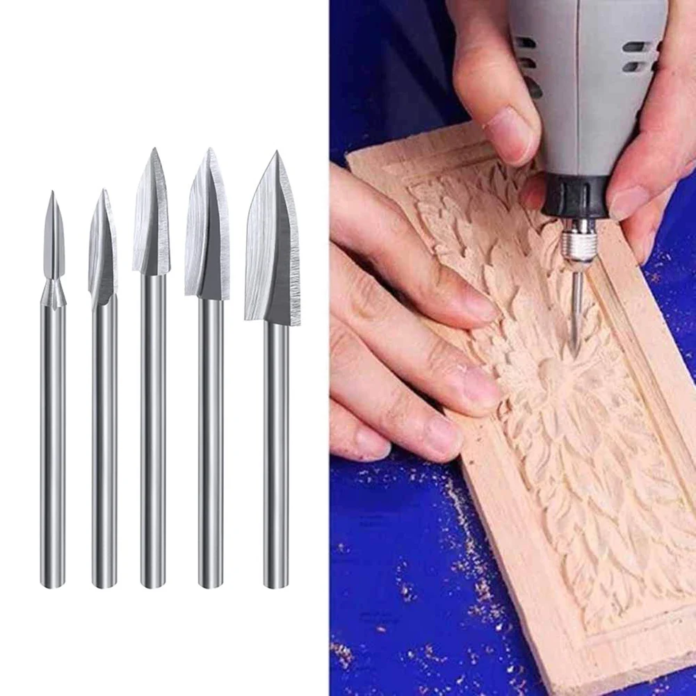 

5PCS/SET Wood Engraving Drill Bit Wood Engraving Carving Milling Accessories Set Universal Fitment Steel For Rotary ToolsNice