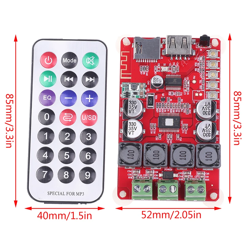 

TPA3116 Bluetooth Receiver 2X50W Amplifier Board Digital U Disk TF Decoding