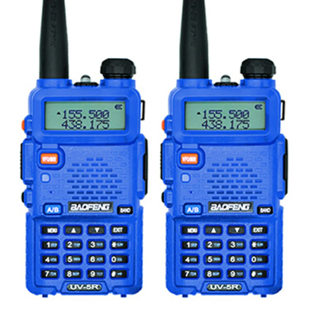 2 шт. Baofeng UV-5R переговорные Двухканальные рации двухстороннее Радио FM трансивер Dual-Band DTMF Vox Сигнализация светодиодный фонарик Key Lock - Цвет: Blue