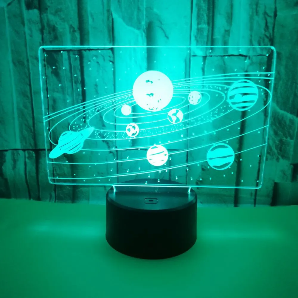Лампа на солнечной батарее 3D с оптической иллюзией Вселенная космос галактика