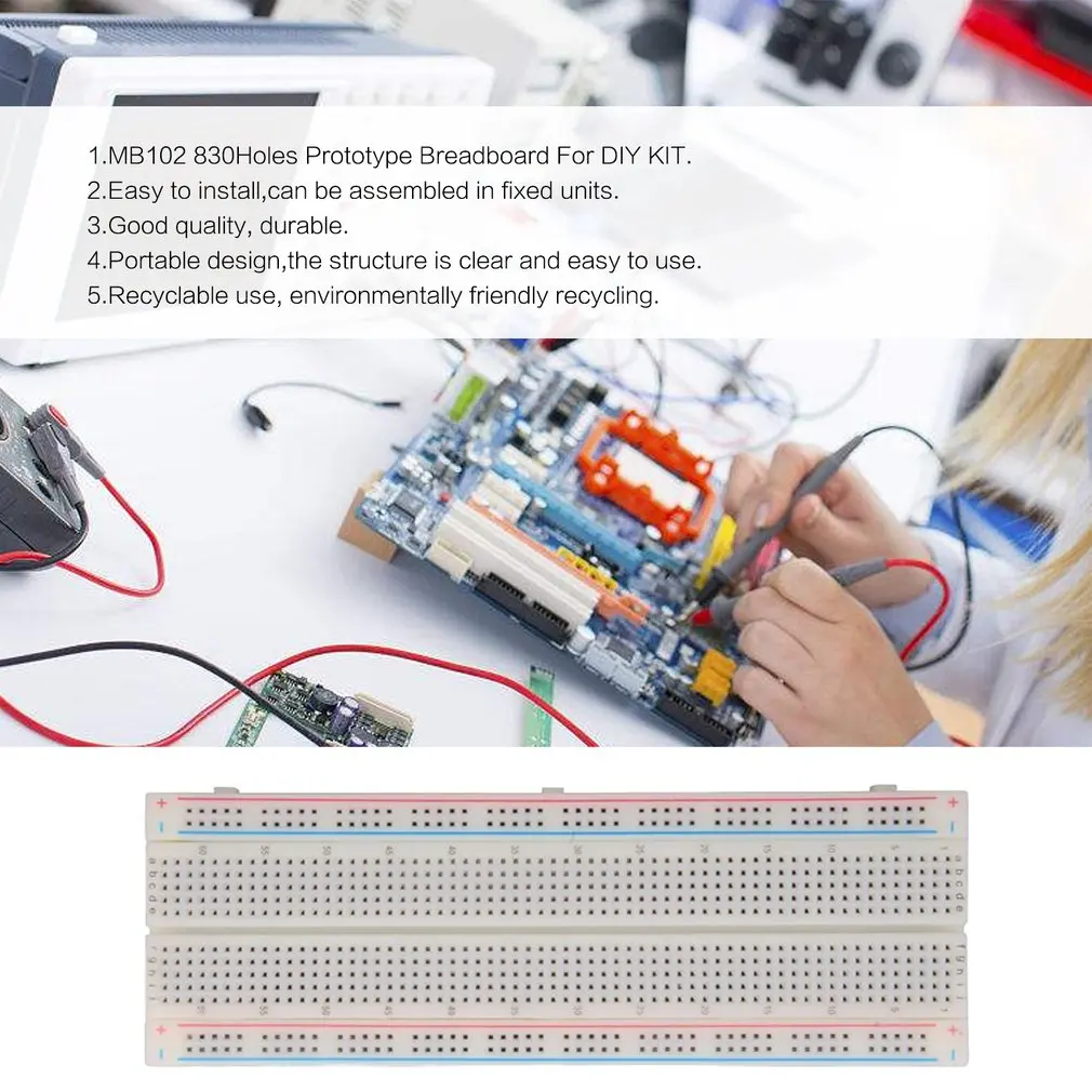 MB-102 макетная плата прототипа для DIY комплекта печатной платы 16 5X5 5 см 830 отверстий