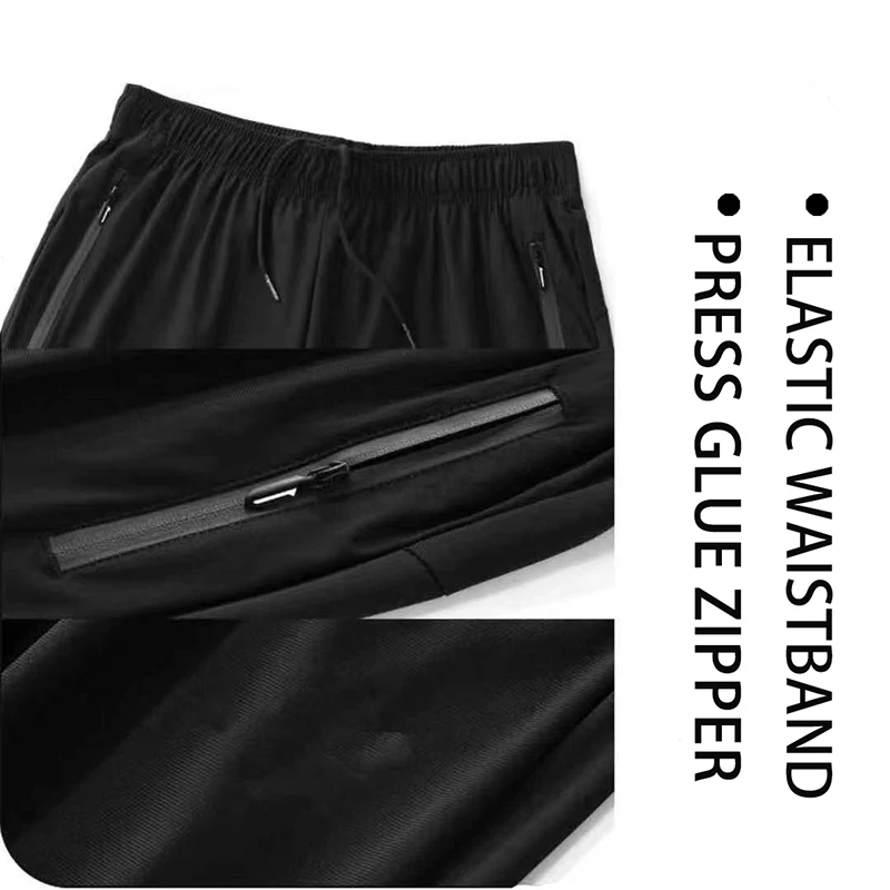 

Summer Men's New Style Shorts Zipper Quick-drying Beach-wearing Casual Sports Knee-length Elastic Waist Pants