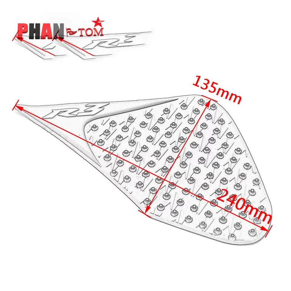 

For Yamaha R3 13-17 YZF-R3 Anti-Slip Anti-Slip Pad Tank Protector Side Adhesives Gas Knee Grip Traction Pads YZF-R25/R3
