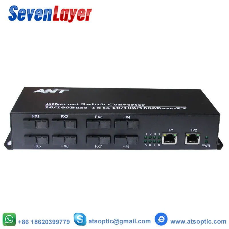 10/100/1000 м медиаконвертер гигабитный Ethernet коммутатор 8 SC 155 м волоконный порт 2 1000 м RJ45 utp одиночный режим один волоконный SC Conver