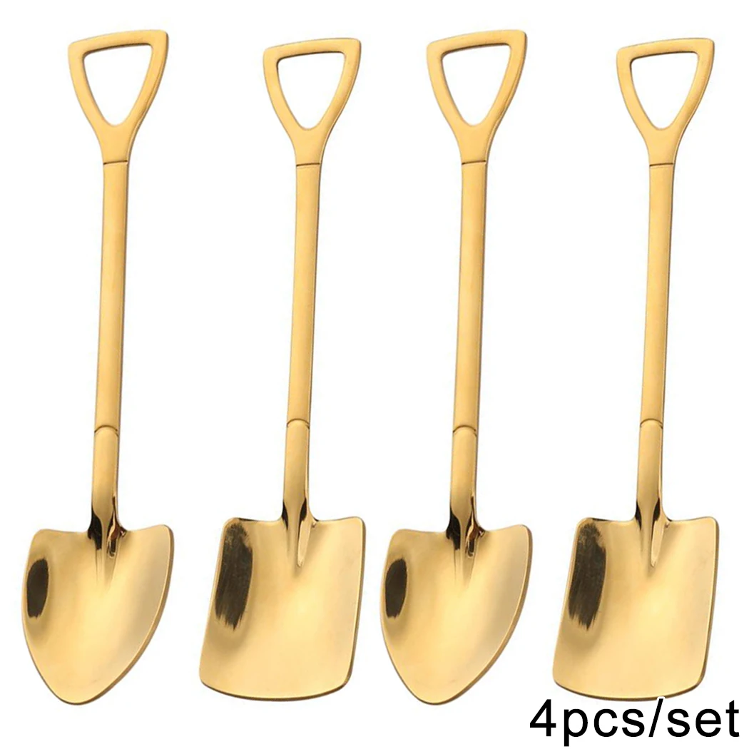 

4Pcs Stainless Steel Shovel Spoon Coffee Ice Cream Spoon Retro Kitchen Gadget