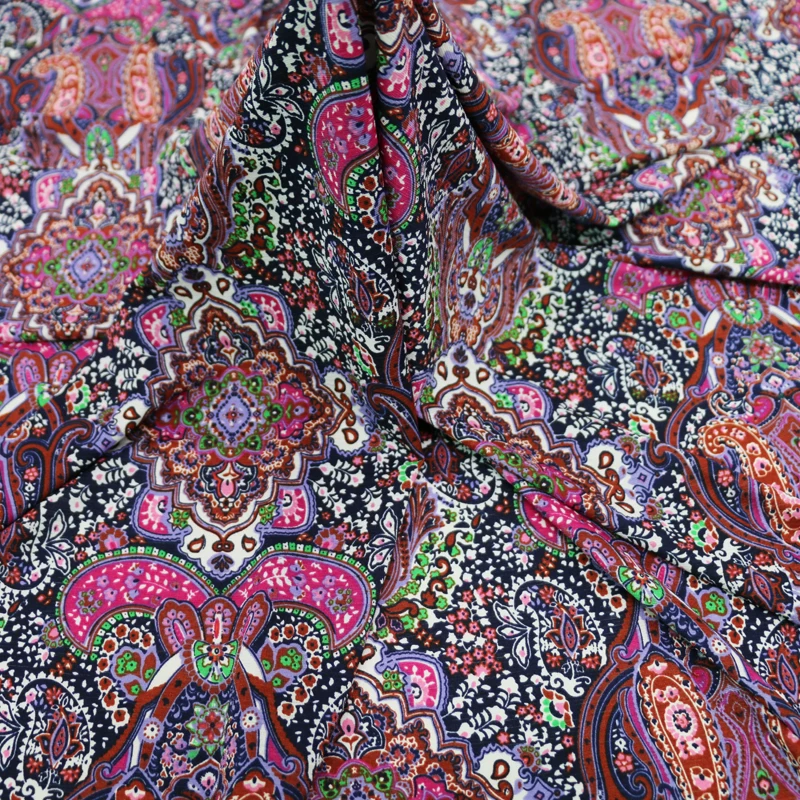 1y * 150 см Корея Спандекс Трикотажная Ткань Платье Брюки винтажная Пейсли