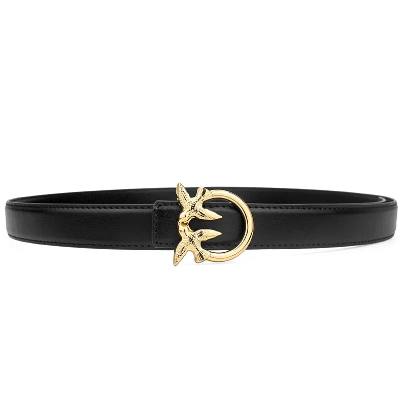 

Classic luxury belts for women 2021 new golden smooth buckle high-quality first layer cowhide designer thin belt