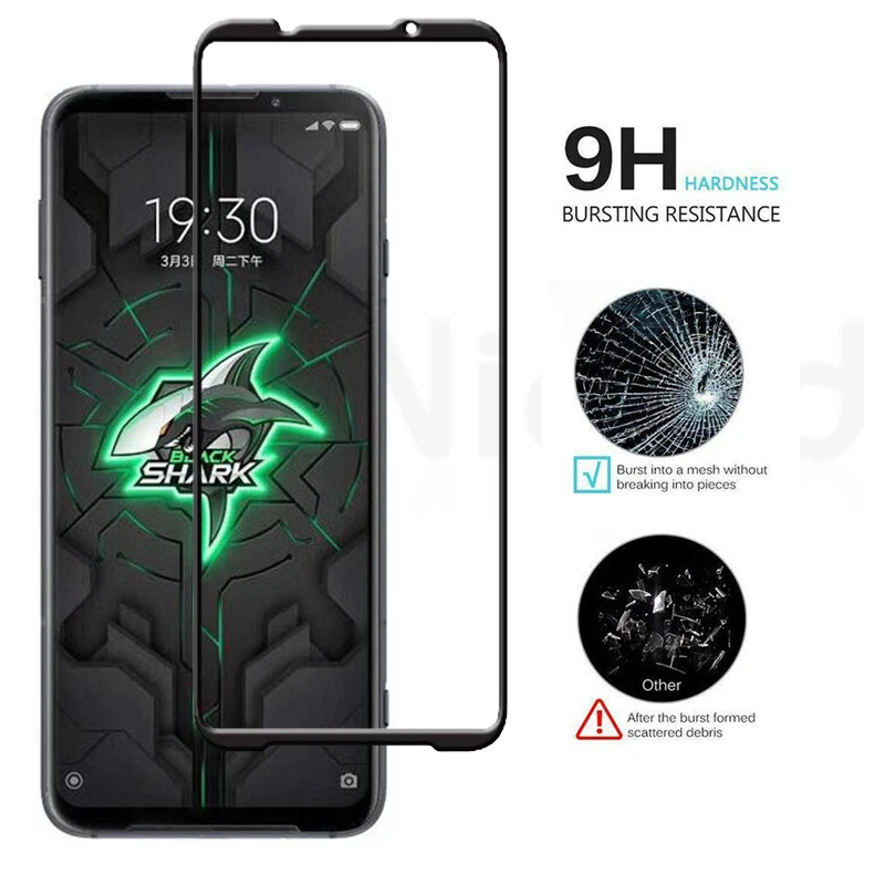 9H Full Glue Tempered Glass For Xiaomi Black Shark 3 2 1 Full Cover Screen Protector On The For Black Shark 3 Pro 2 Pro 3S Helo
