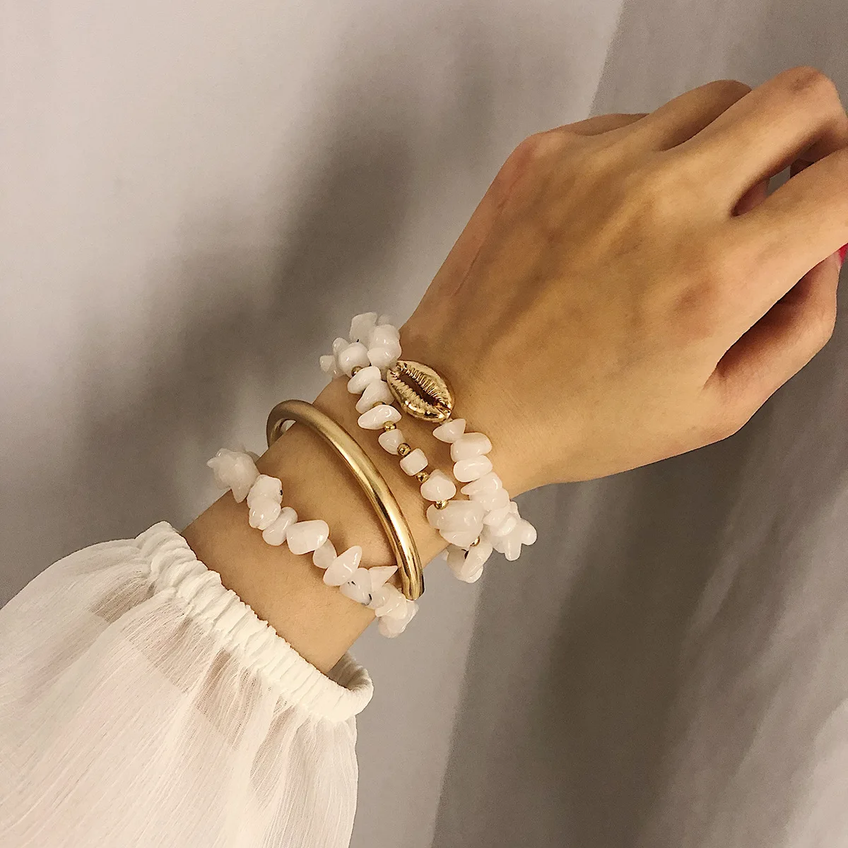 

2020 New Punk Miami Cuba Personality Creative Geometric Elastic Accessories Simple Elbow Combination Aesthetic Bracelet Female