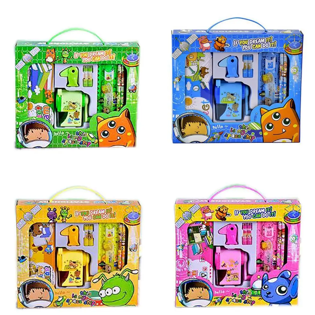 Детский стационарный набор пенал для бутылки с водой синий зеленый розовый