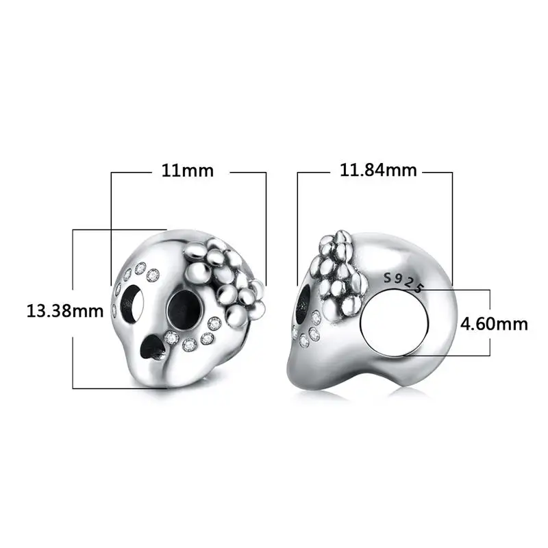 DALARAN New 925 Sterling Silver CZ Clear Skull Beads Charm Fit Bracelet Necklace Halloween DIY Jewelry Making Accessories | Украшения и