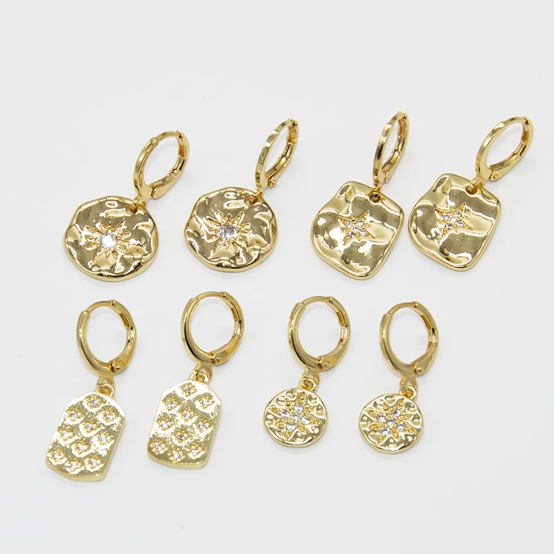 

Star Earrings for Women Gold Dangle Earrings Trendy Punk New Fashion 2021 Earrings Micro Pave Zircon CZ Copper Paired Earring