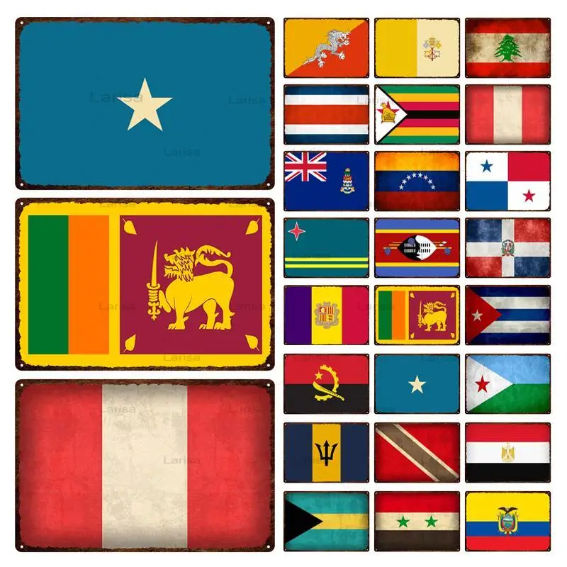 

Country Flag License Plate Bar Wall Decoration Wall Art Tin Sign Vintage Metal Sign Home Decor Painting Plaques Poster signs