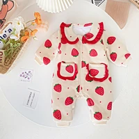 winter newborn baby girl clothes thicken print princess jumpsuit clothing girls rompers with pockets 0 2y