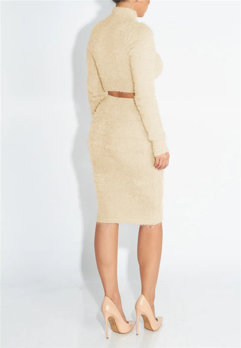 Женский комплект из двух предметов короткий топ с длинными рукавами и воротником