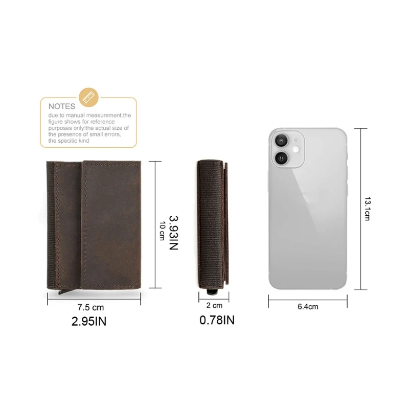 

Vintage RFID Blocking Money Belt Wallet Automatic Pop-up Credit Card Case Purse