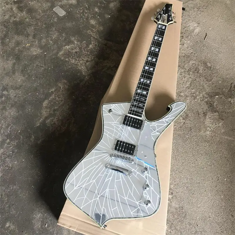 6 cuerdas P aul Стэнли acabado agrietado Iceman plata hardware guitarra electrica