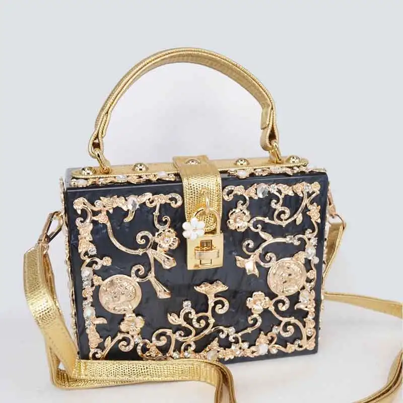 Элегантная акриловая сумка в твердом футляре дамские сумки с цветком и