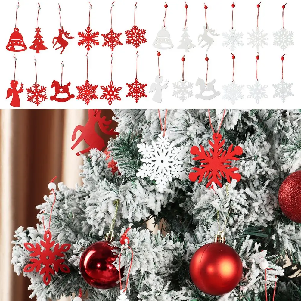 

6Pcs New Party Supplies DIY Gifts Home Decor Wooden Ornaments Snowflake Christmas Tree Decoration Xmas Hanging